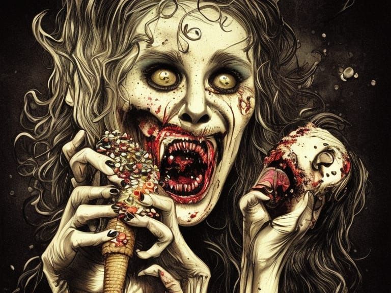Happy Zombie Enjoys Ice Cream: Giallo Horror Style