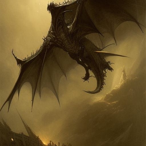 Horror Dragons in Gustave Doré Style