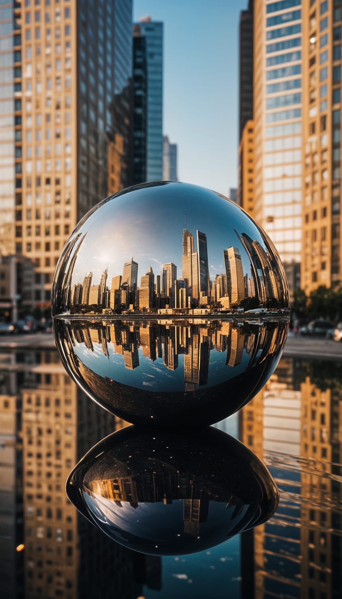 Sleek Chrome Reality Reflects Modern World