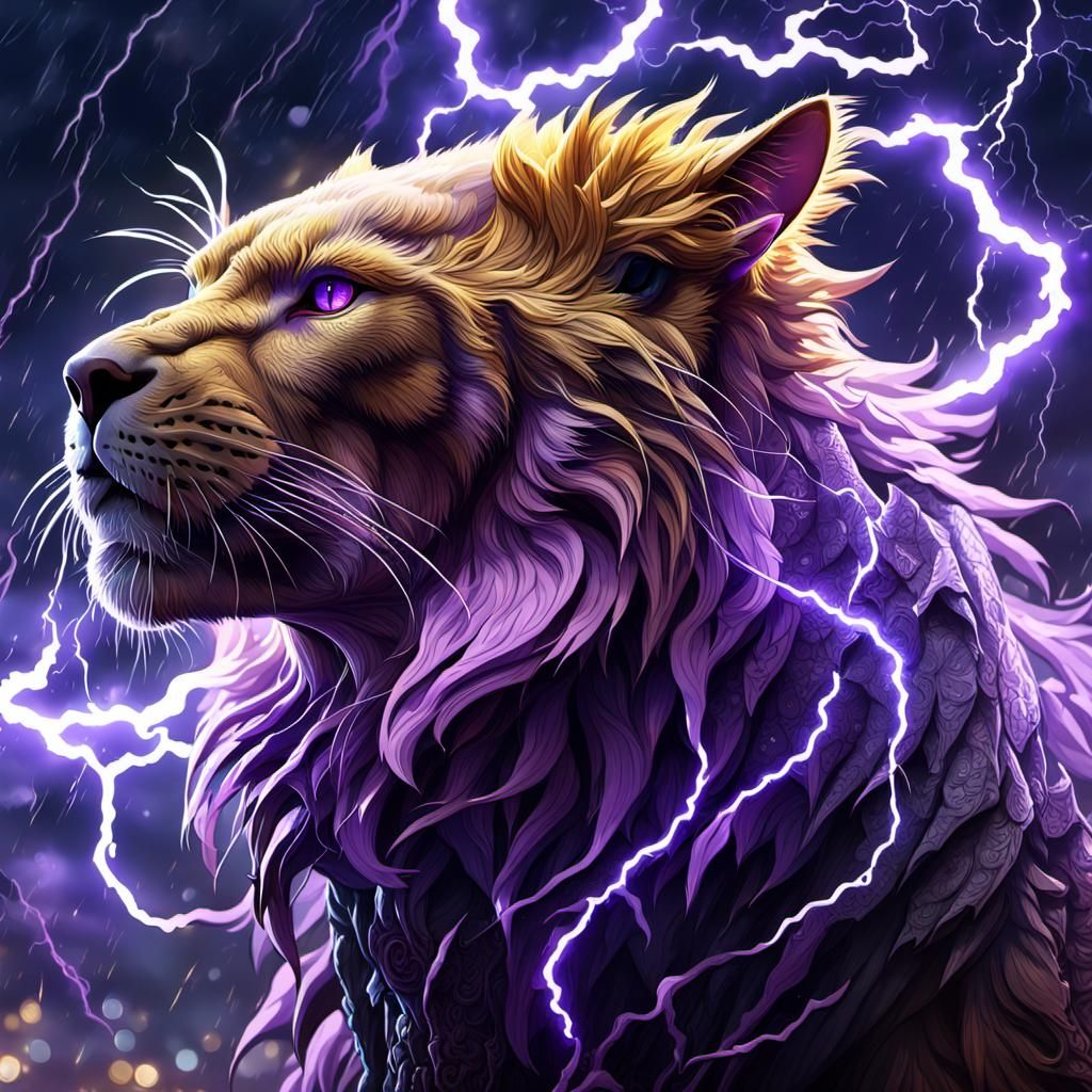 Cat Lightning Storm in Dark Fantasy Art Style