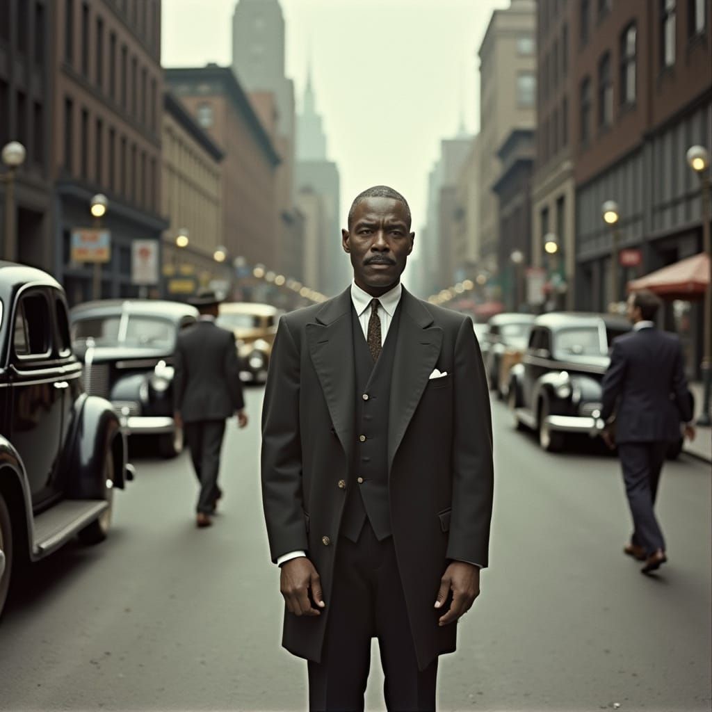 1940s Gentleman in Chicago: A Cinematic Noir Scene