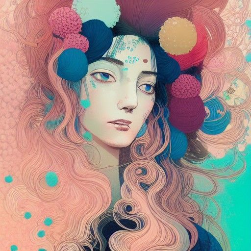 Pastel Hair Model Portrait: Mixed Media Illustration