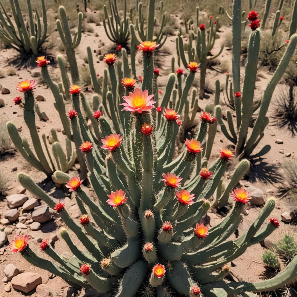 Desert Flower Amidst Cactus Garden