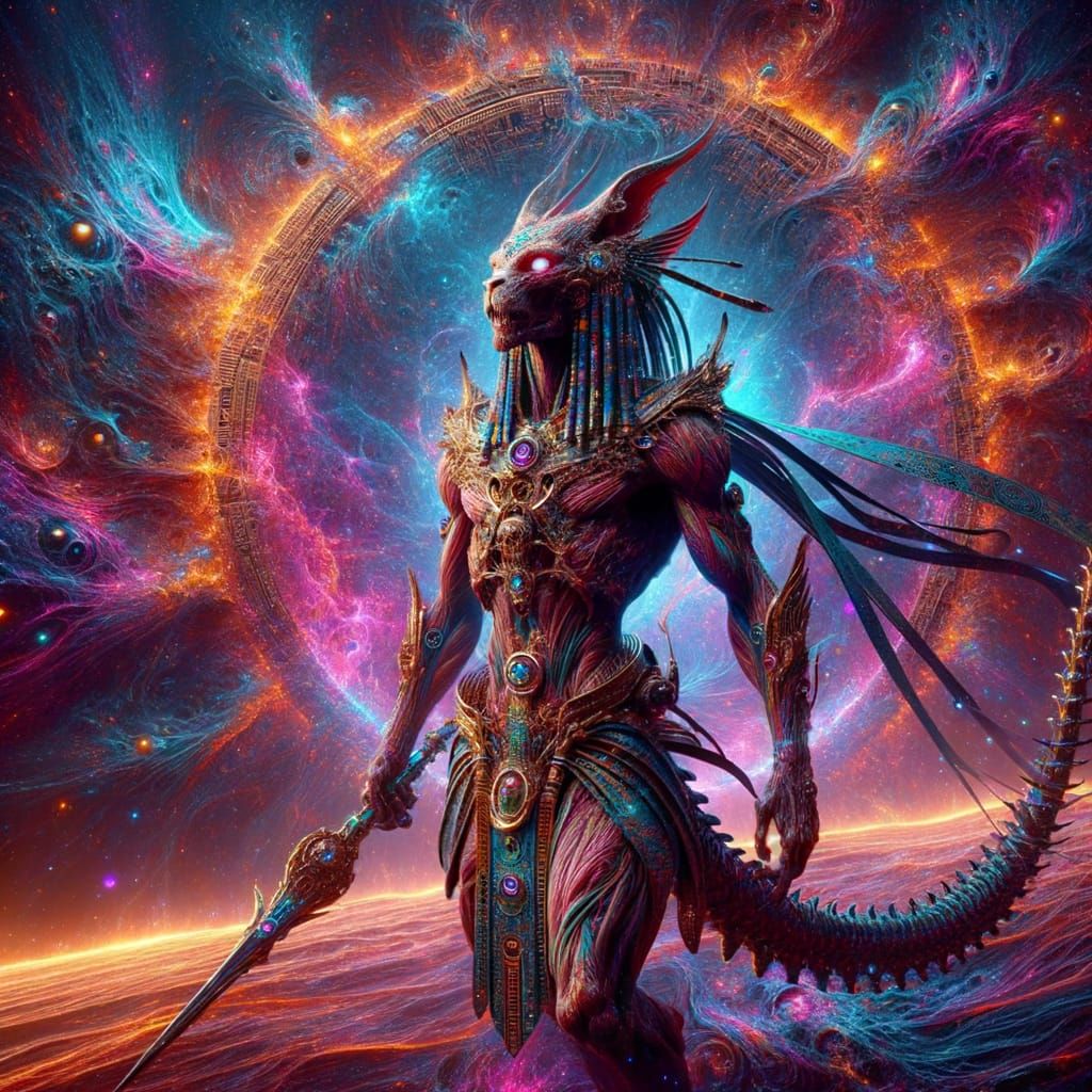 Hyperrealistic Anubis with Stargate in 8k Resolution