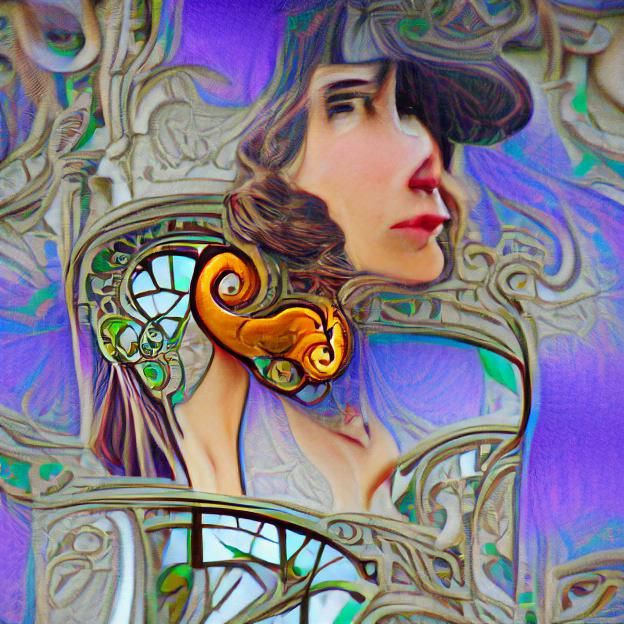 Elegant Woman in Art Nouveau Style, 8K