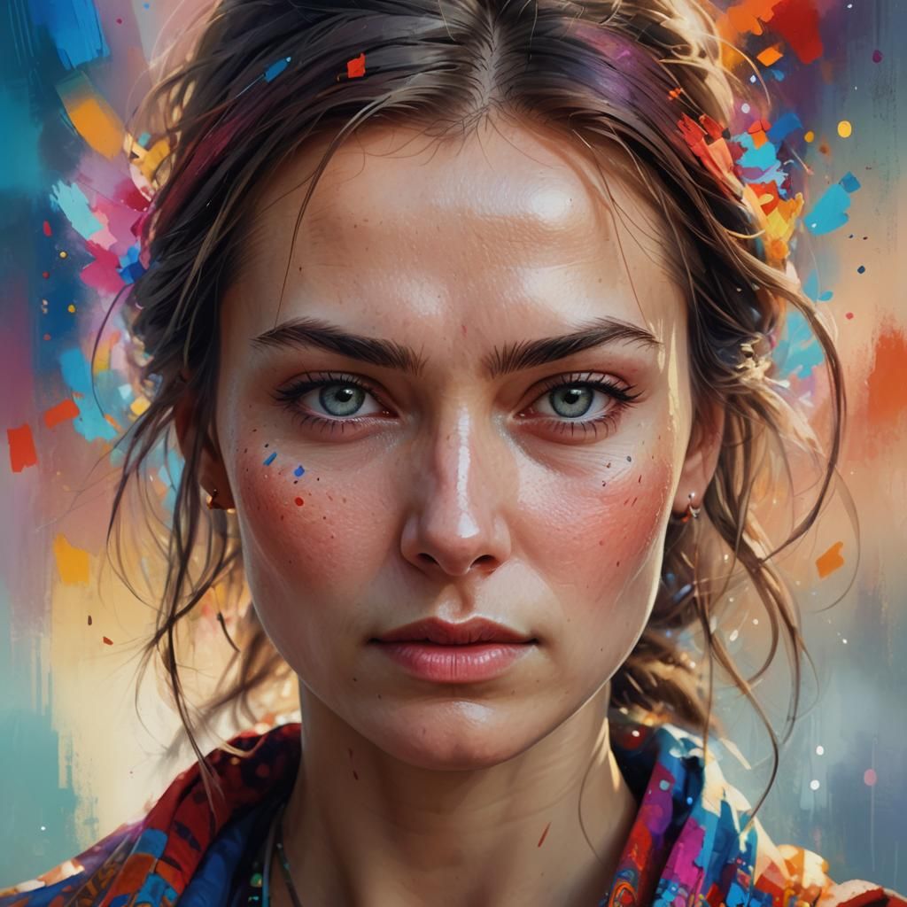 Russian Woman Portrait with Flawless Skin, Digital Art