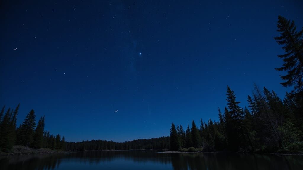 Starry Southern Nights Under a Glowing Crescent Moon