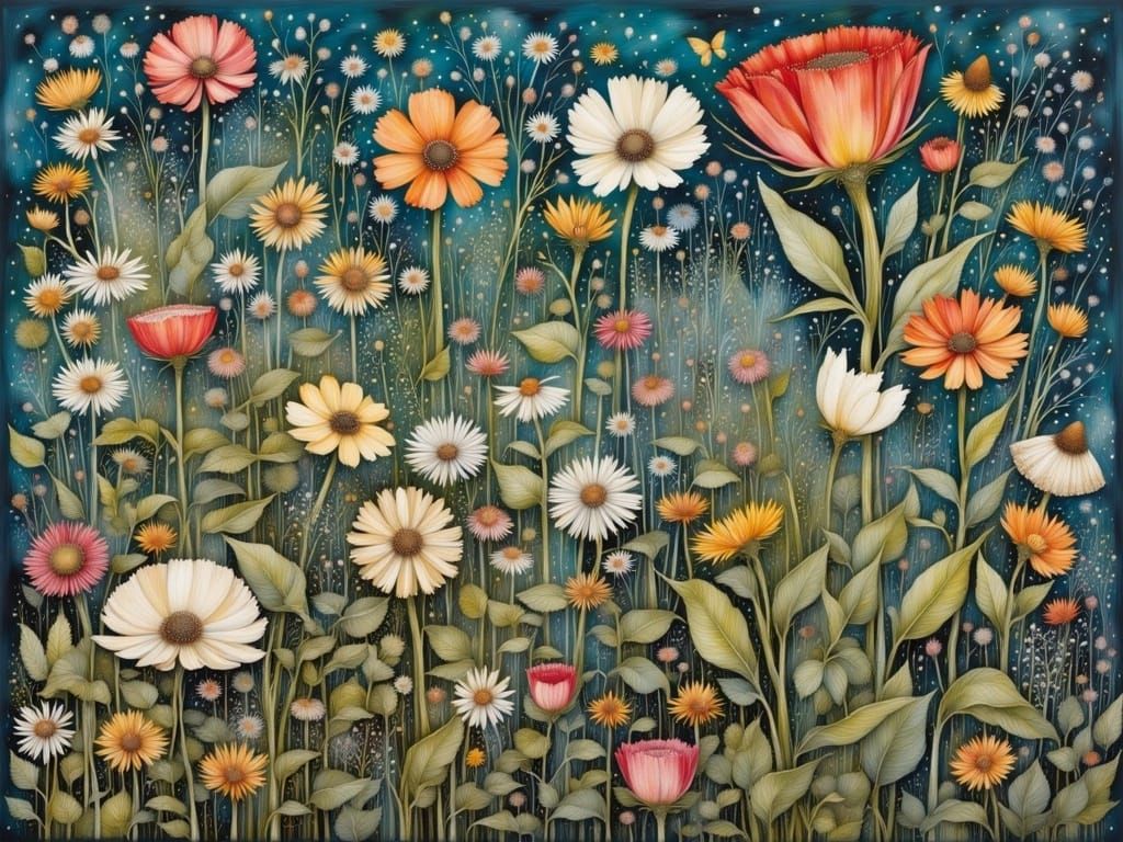 Whimsical Surrealistic Home Scene with Intricate Details