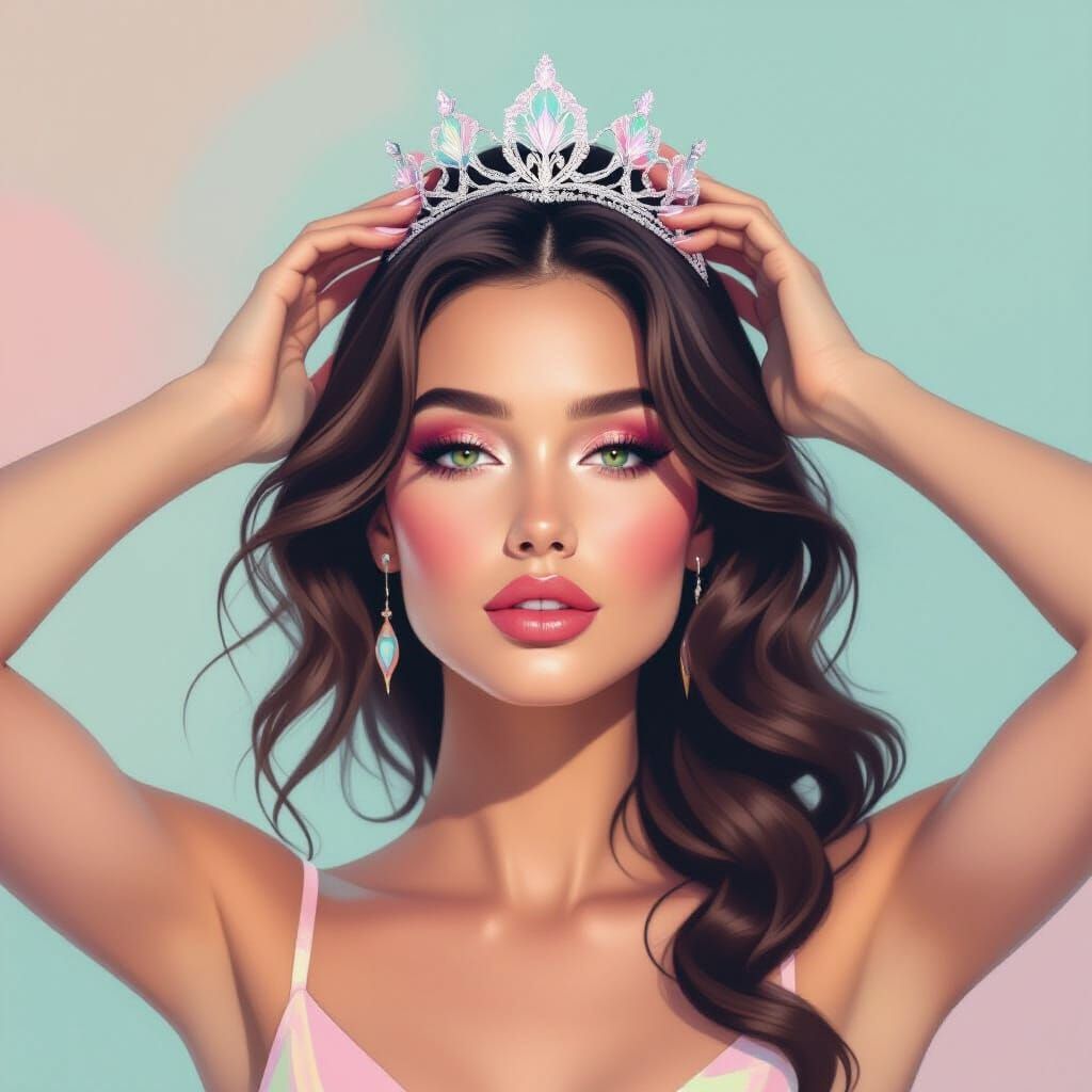 Minimalist Queen Fixing Crown: 60s Chic Painting