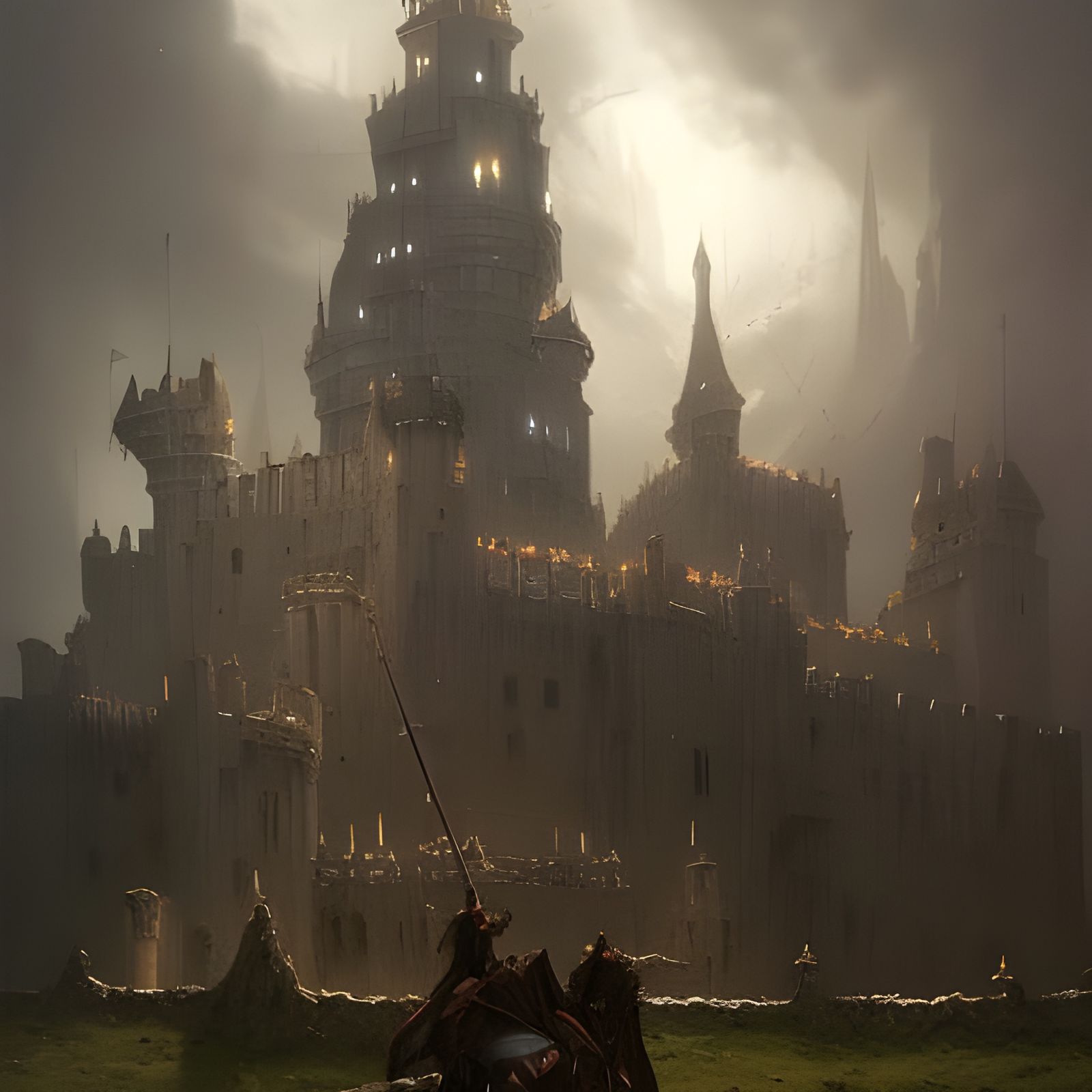 Medieval Castle with Knight: Epic Cinematic Scene