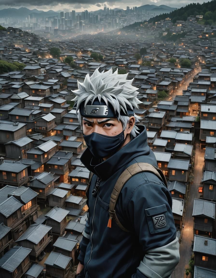 Kakashi Hatake Ninja in Hyperrealistic Style