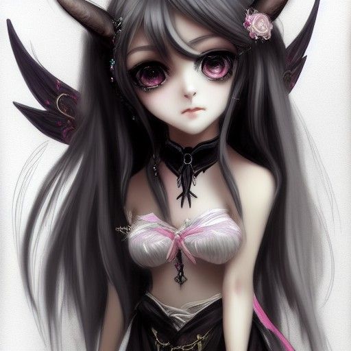 Gothic Chibi Centaur Princess in Anime Pencil Sketch