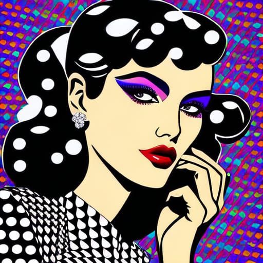Brunette in Roy Lichtenstein Comic Pop Art Style