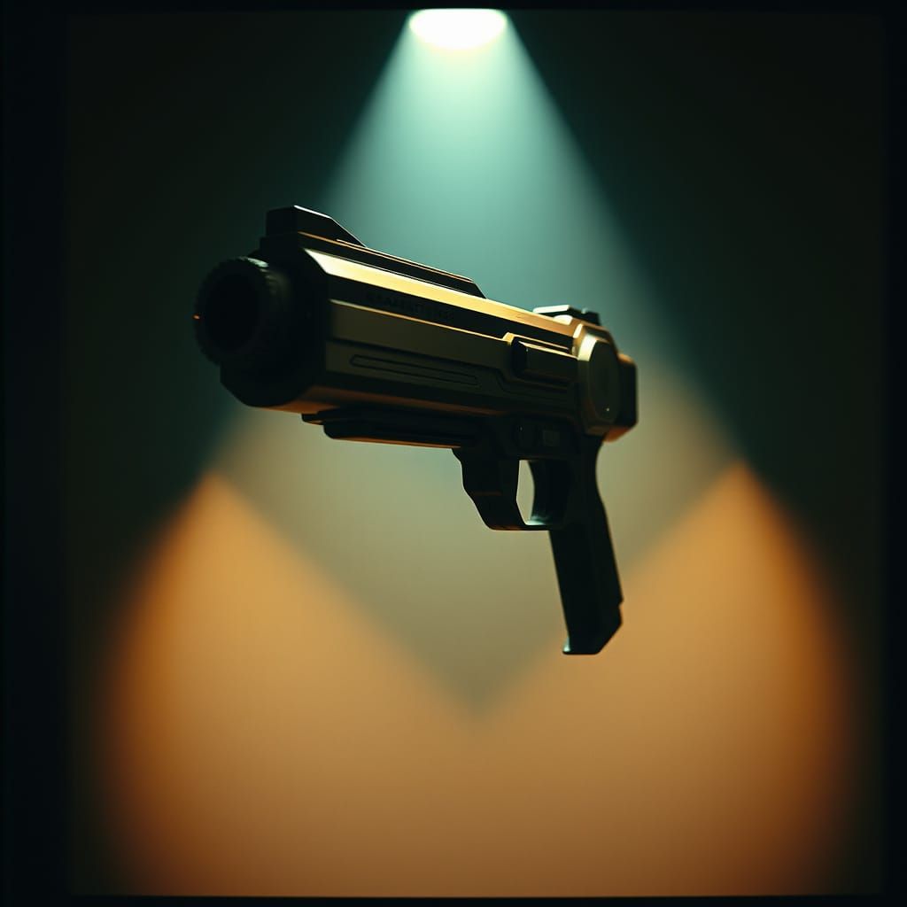 Sleek Futuristic Scanner Gun in Gritty Cinematic Style