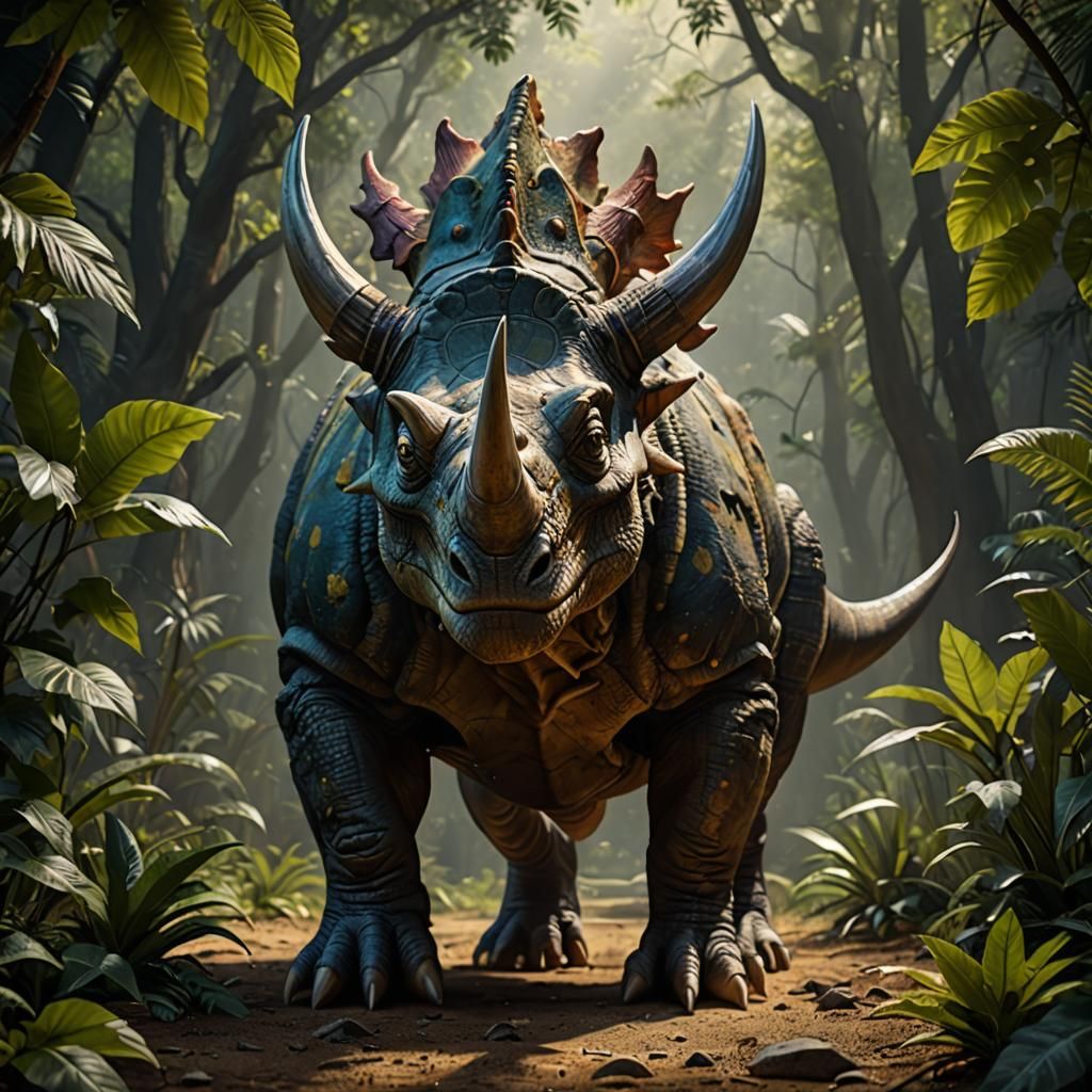 Detailed Triceratops Digital Art Illustration
