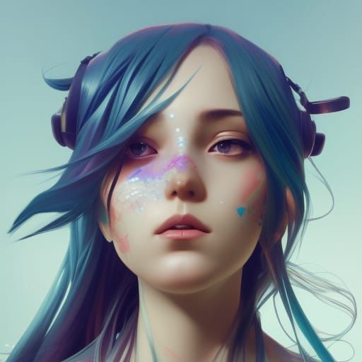 Vocaloid Portrait in Hyperdetailed Digital Art Style