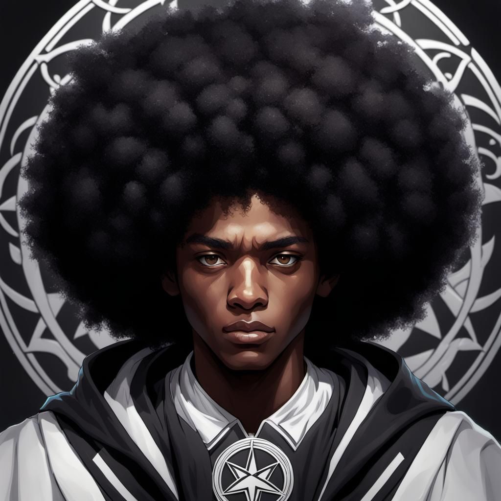 Teenage Boy in Pentacle Cloak: Detailed Portrait