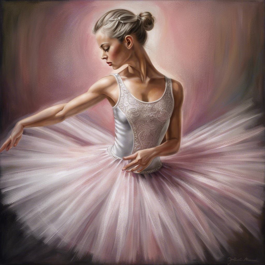 Prima Ballerina in Filigree Tutu: Hyperrealistic Fine Art