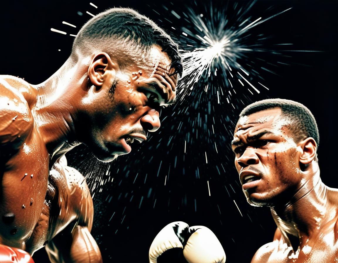 Boxer's Knockout Punch: 1950s Photorealistic Concept Art