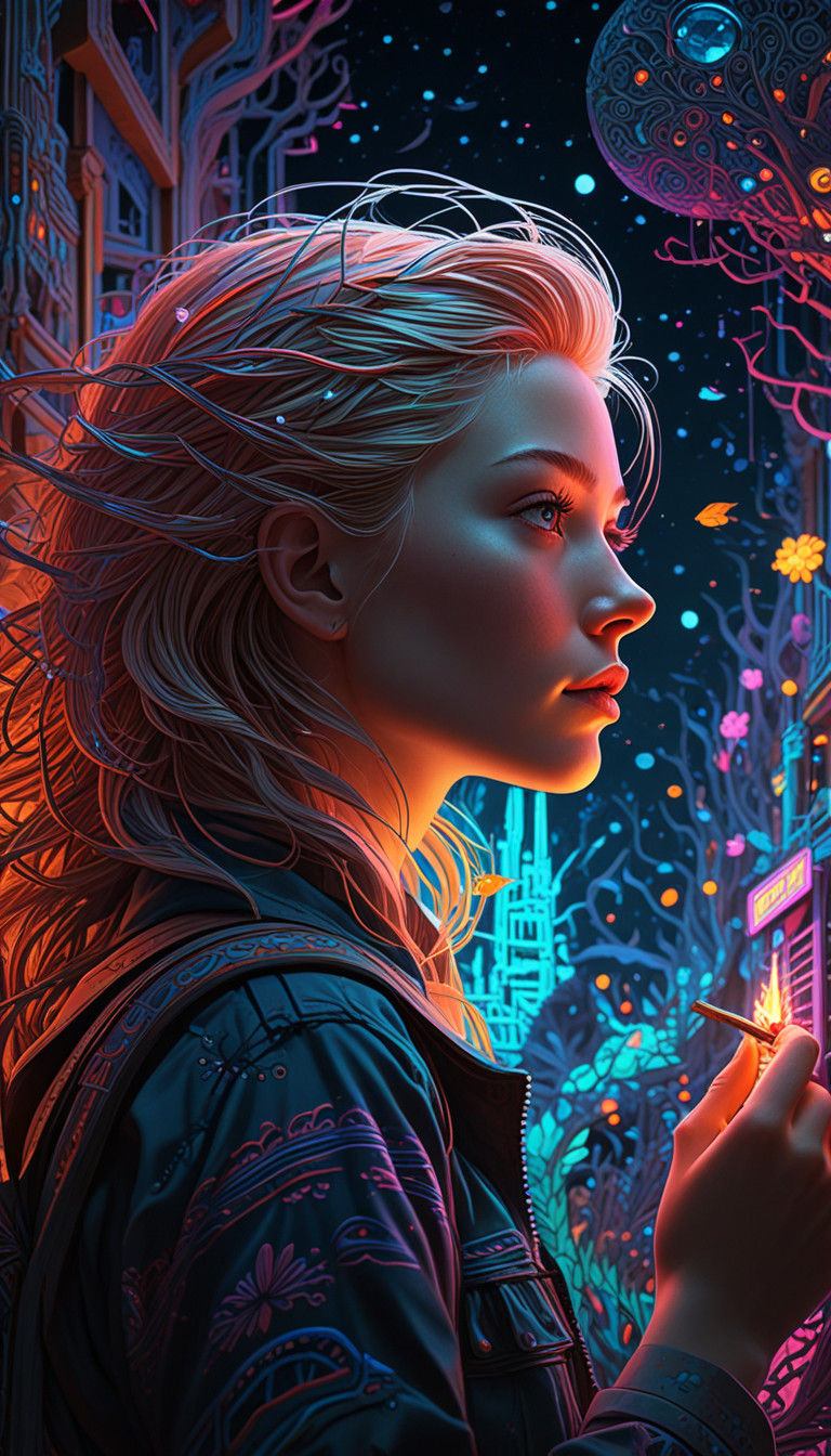 Glowing Neon Fantasm in a Whimsical World