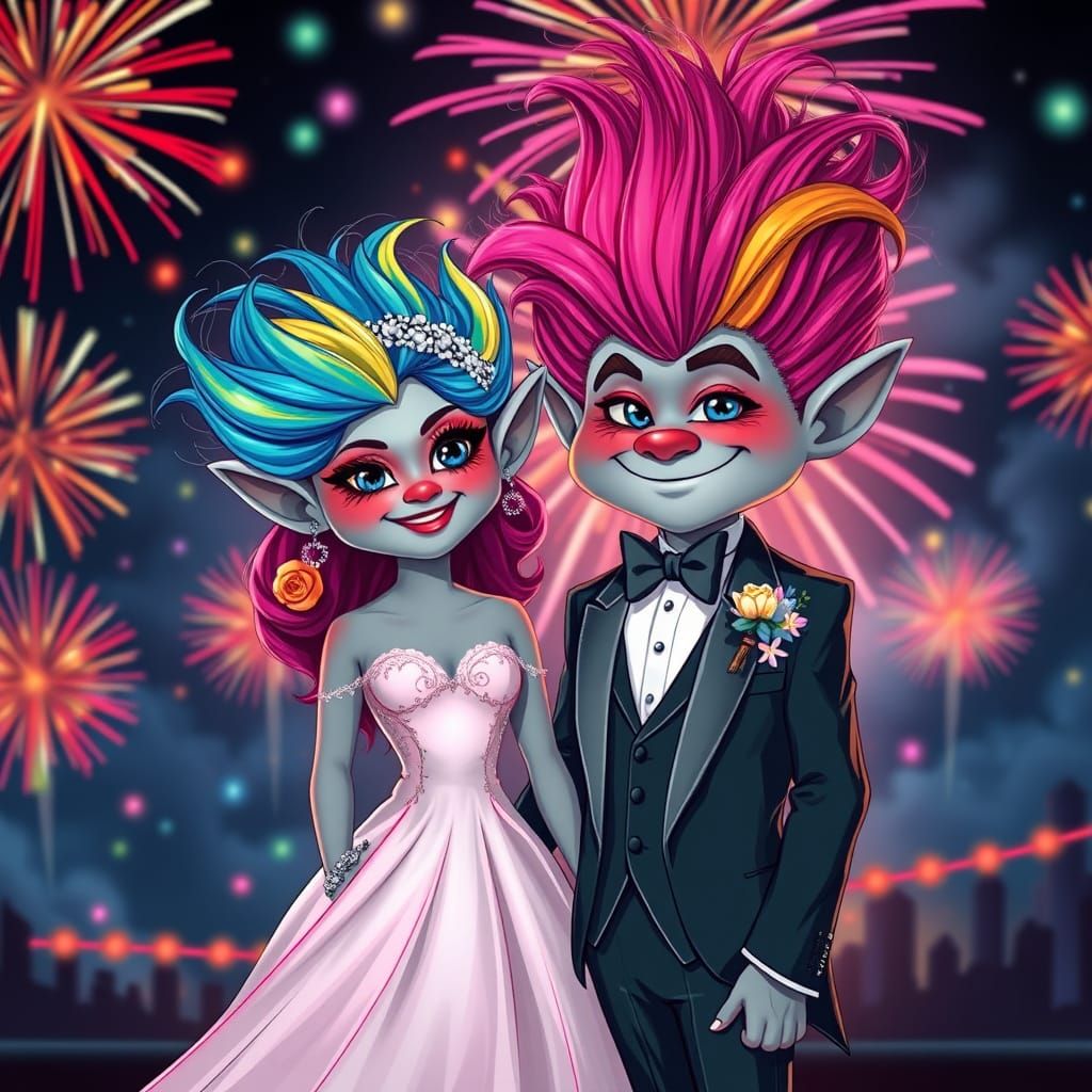 Troll Prom Portraits in Vibrant, Explosive Style