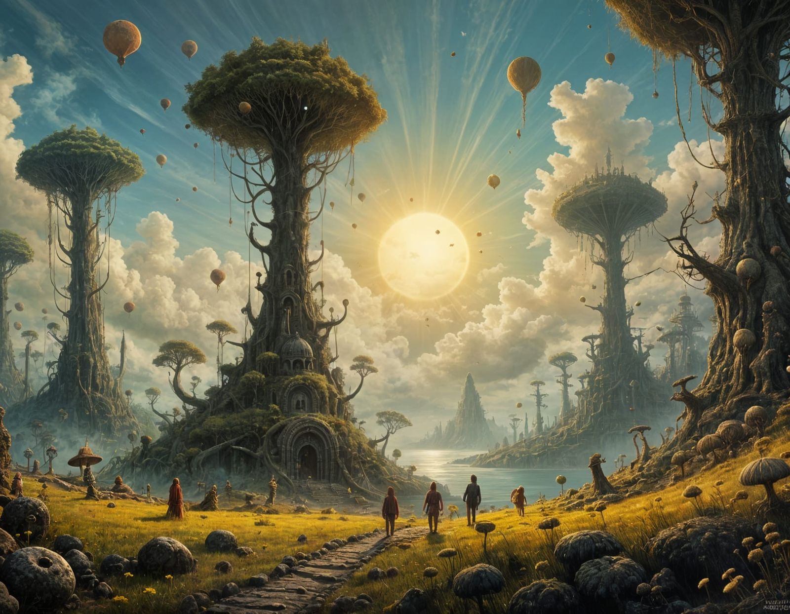 Surreal Samorost World in Beksiński Style