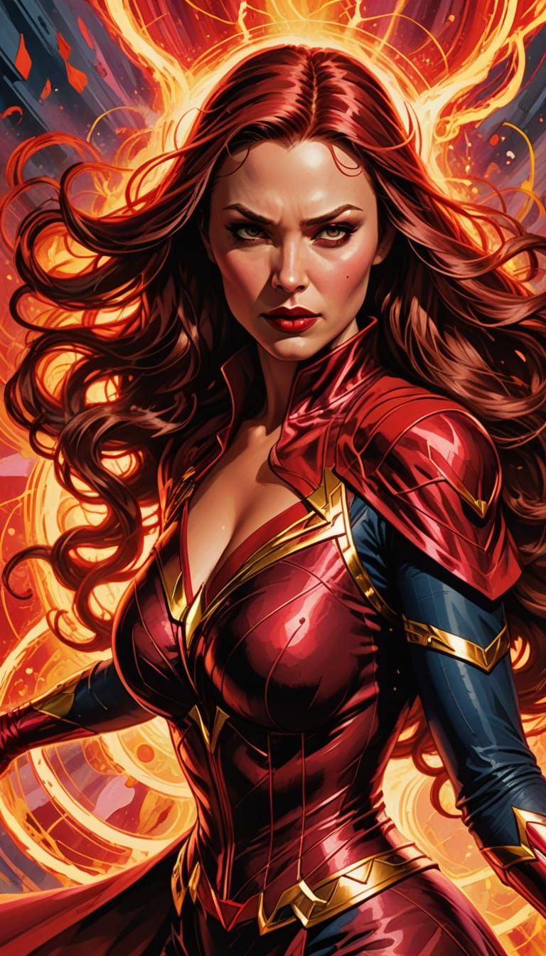 Scarlett Witch Classic Costume Comic Book Art