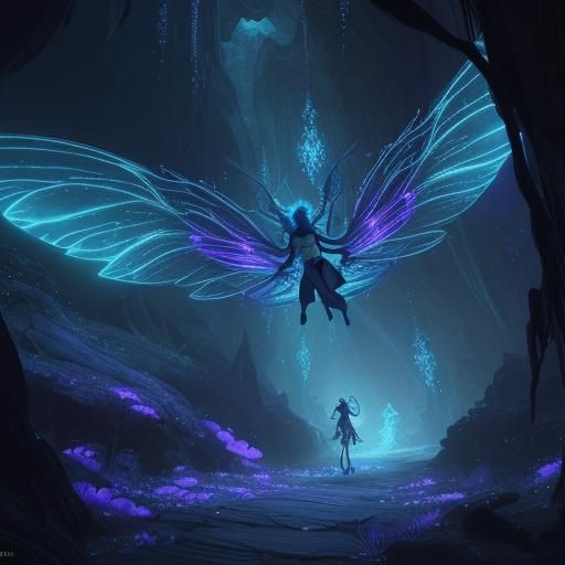 Faery Realm Descent: Luminescent Crystals and Flying Fairies