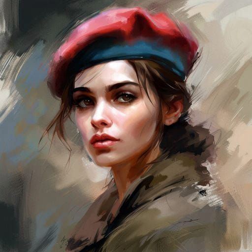 Elegant Modern Woman in Beret, Romantic Style