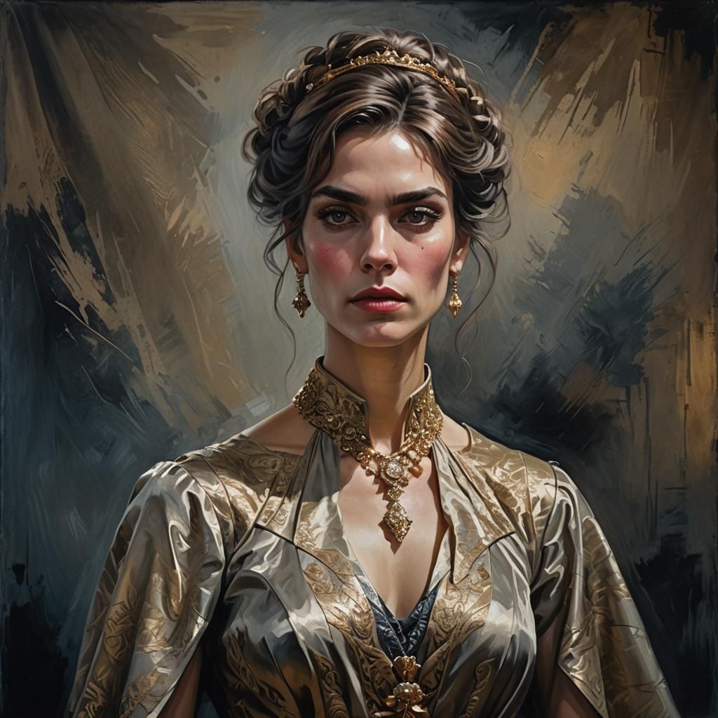 Elegant Transgender Woman: A Chiaroscuro Oil Painting