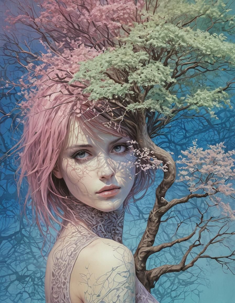 Tree Emerges as Pastel Optical Illusion Print