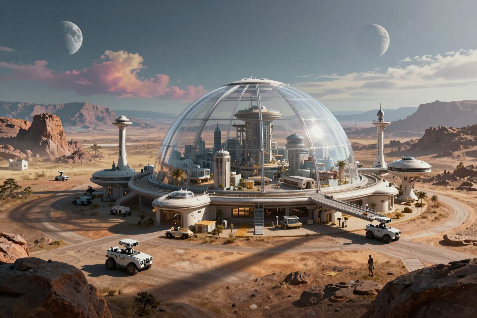 Futuristic Dome Colony on Alien Planet