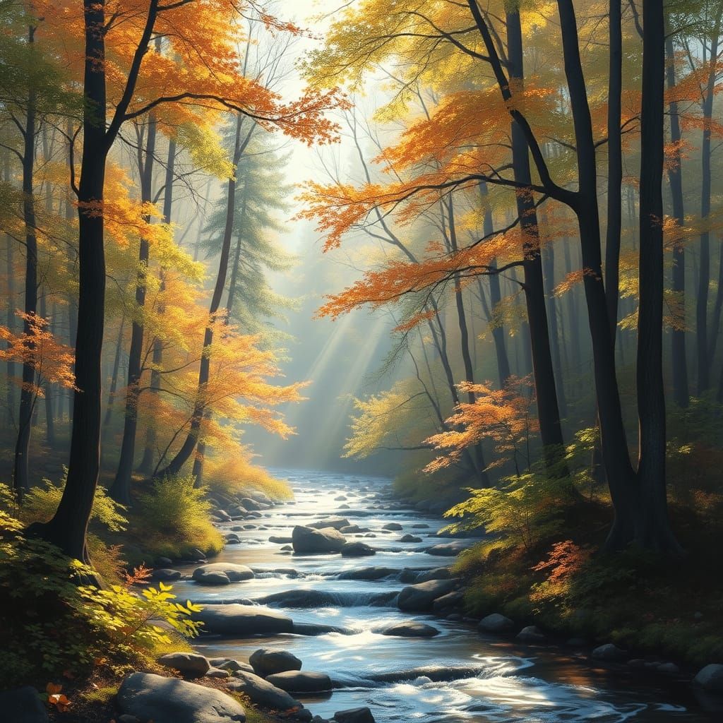 Enchanted Forest River: A Fantasy Art Painting