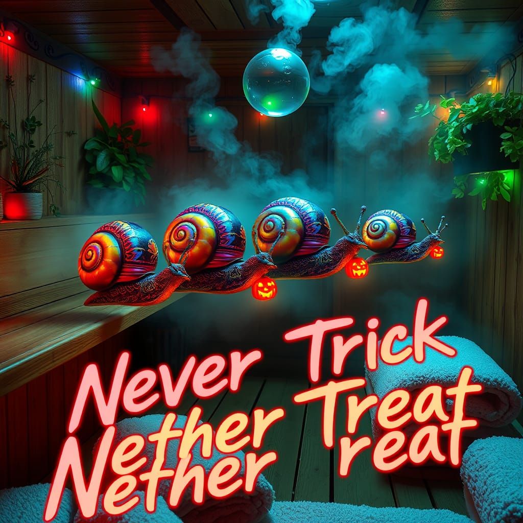 Iridescent Snails Celebrate Halloween in Dreamlike Sauna