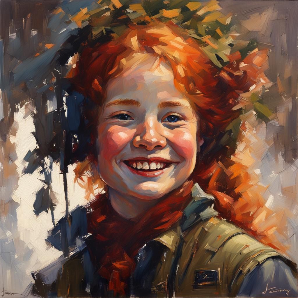 Smiling Red Cheeks: An Oil Painting