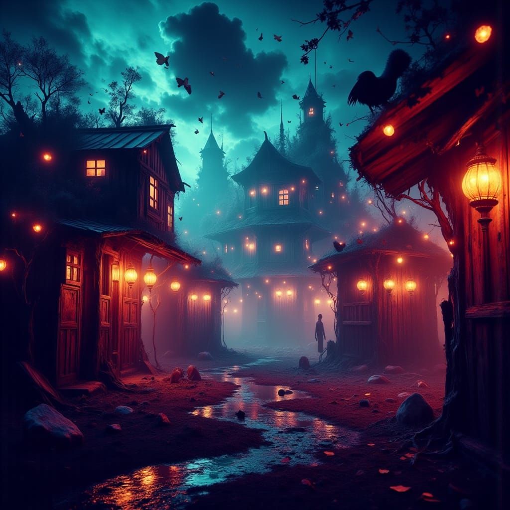 Mystical Carnival at Dusk in Dark Fantasy Style