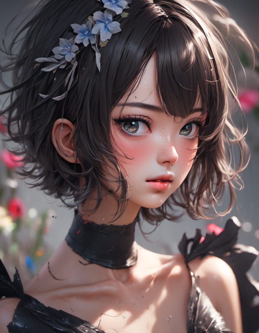 Beautiful Japanese Woman Portrait in Sharp Focus