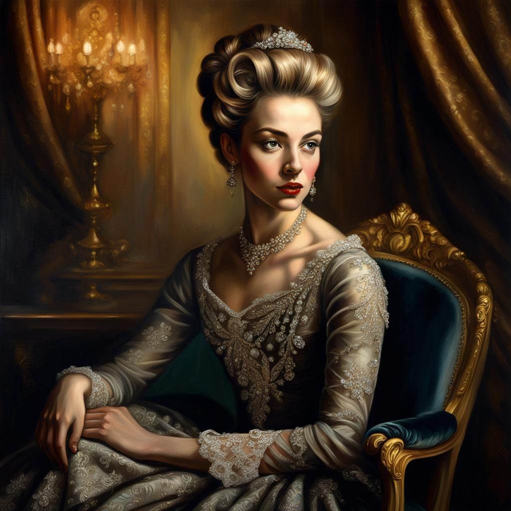Elegant Baroque Portrait of a Lady with Diamonds
