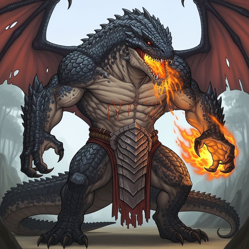 Colossal Titan Lizardfolk: A Fearsome Hybrid Beast