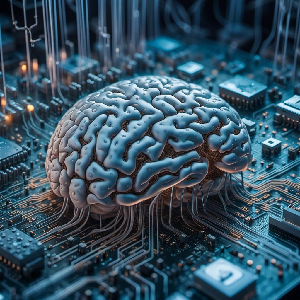 Hyper-Detailed AI Brain in Matrix Illustration