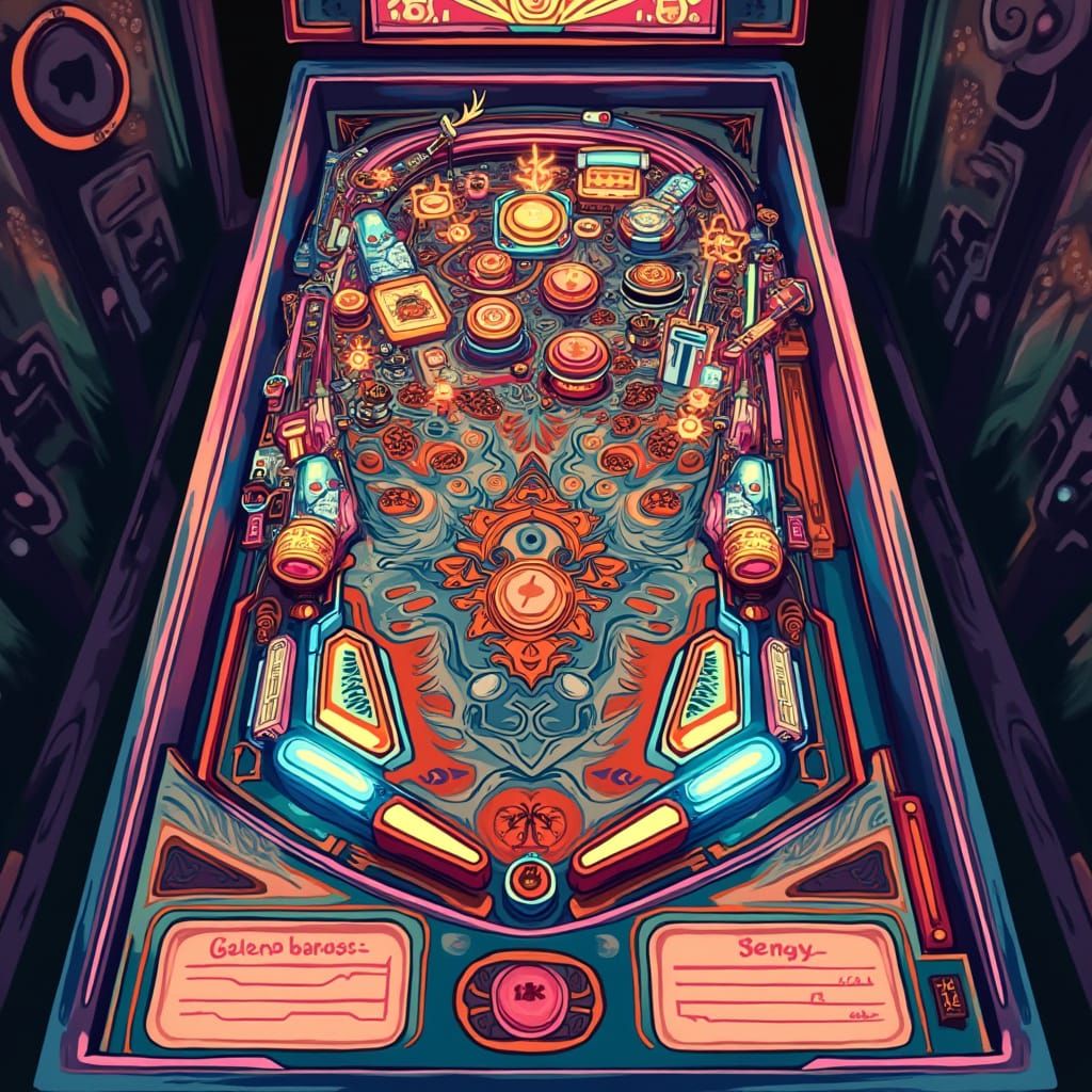 Magical Abstract Pinball Art in Pop Style