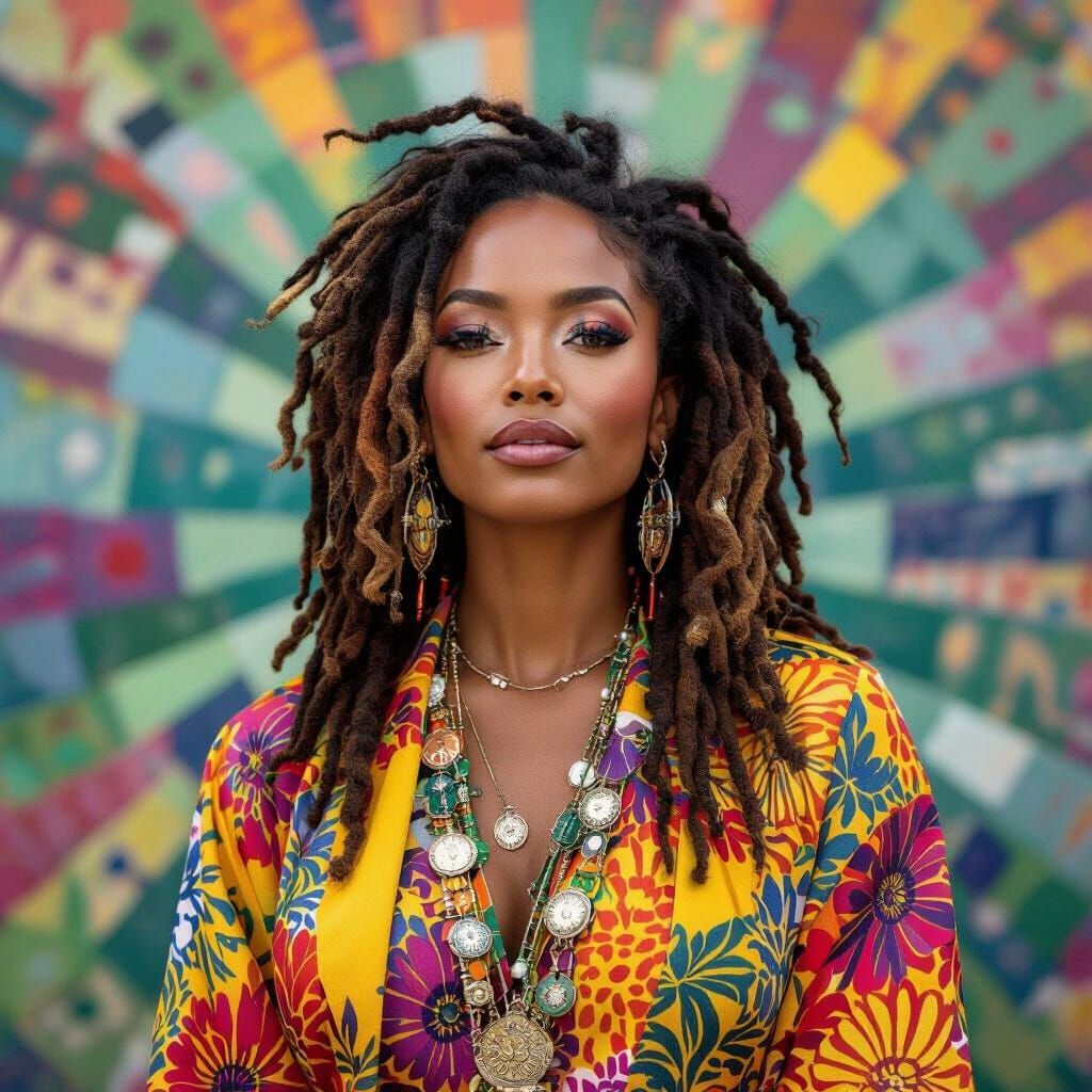 Kaleidoscopic Portrait of African American Woman