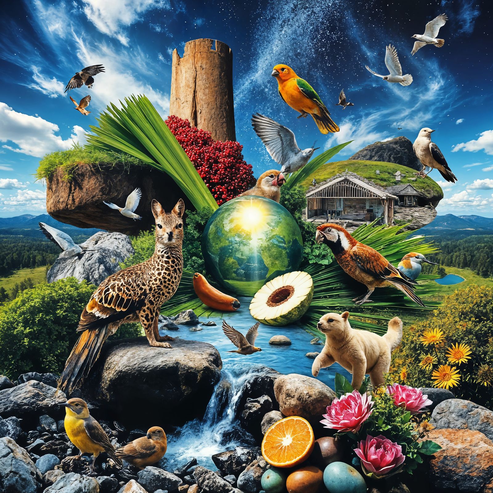 Brilliant Biophilic Art collage, Photos blended from around ...