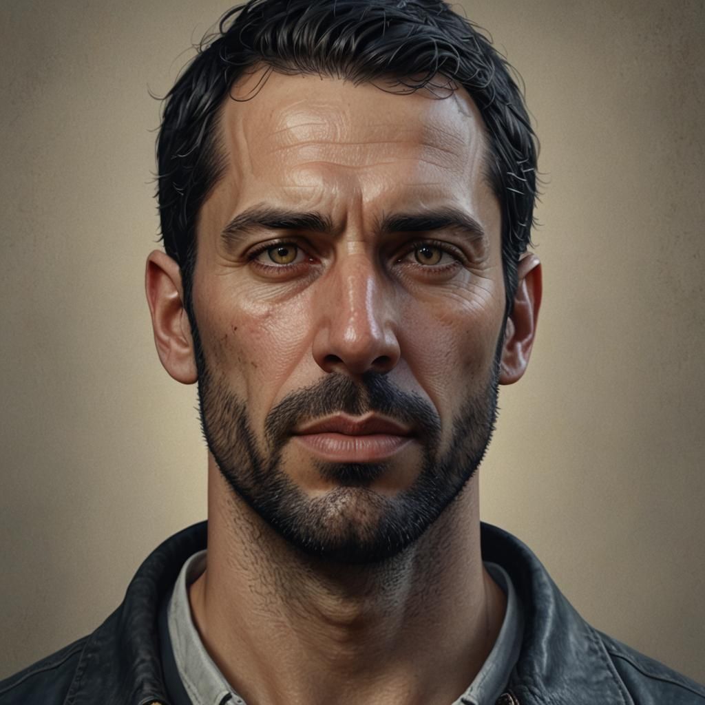 Hyperrealistic Portrait of a Man in Detailed Matte Painting