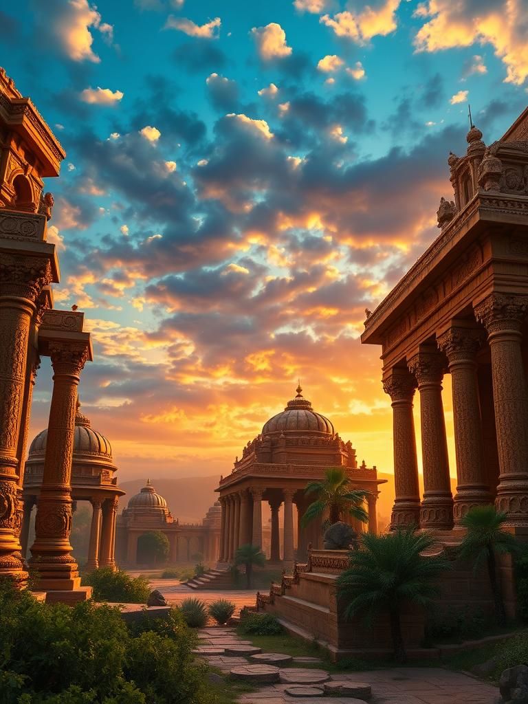 Maurayan and Hellenistic Architecture in Sunset Light