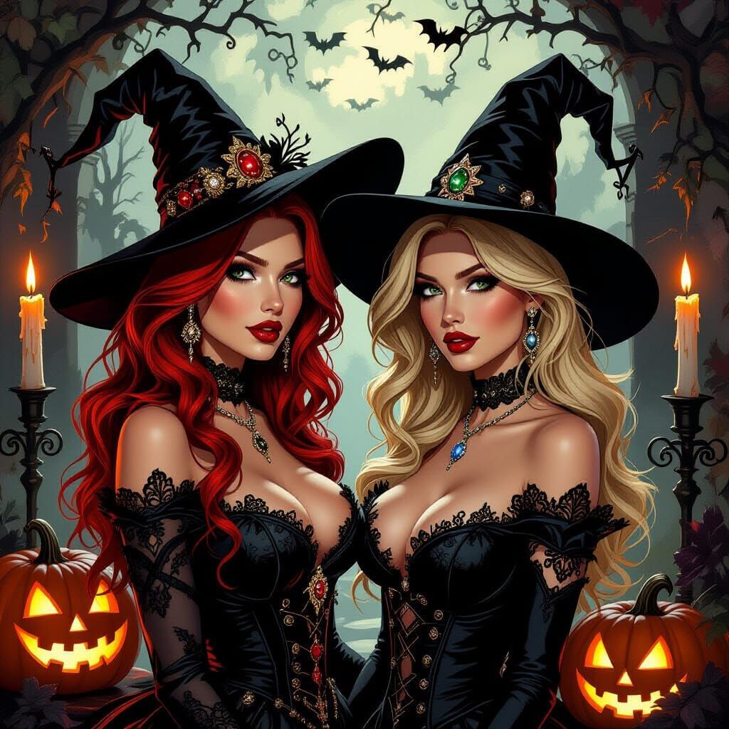 Baroque Witch Hats & Femme Fatales in Halloween Glow
