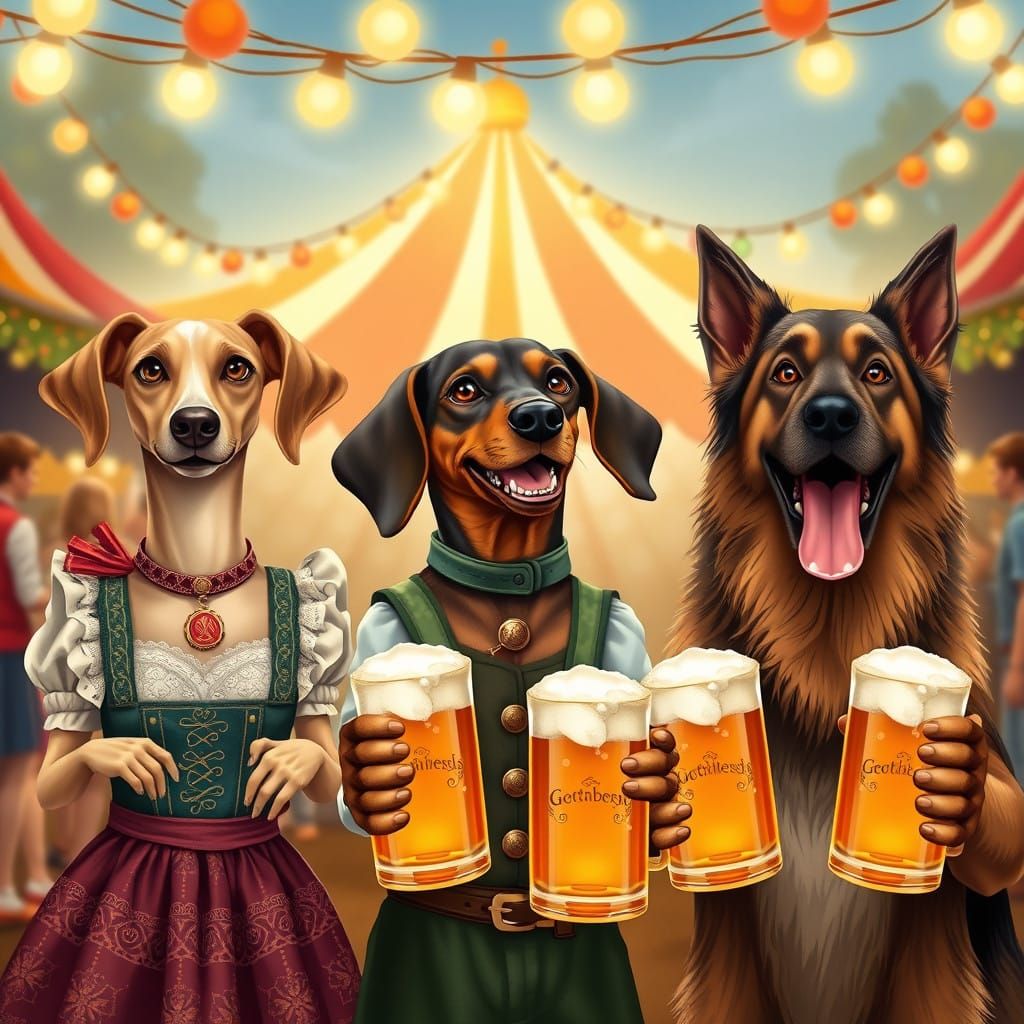 Bavarian Canine Servers Celebrate Oktoberfest in Whimsical F...
