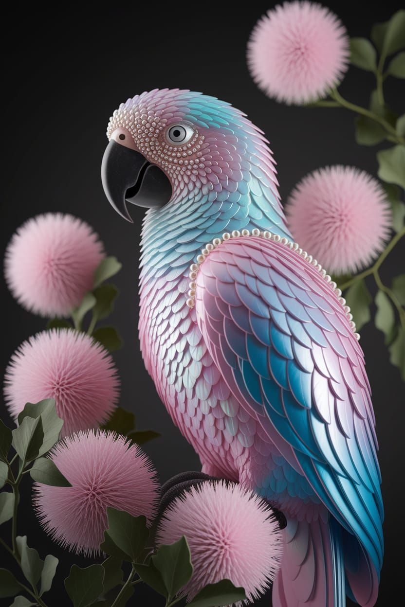 Surreal Fantasy Parrot in Pastel Hues