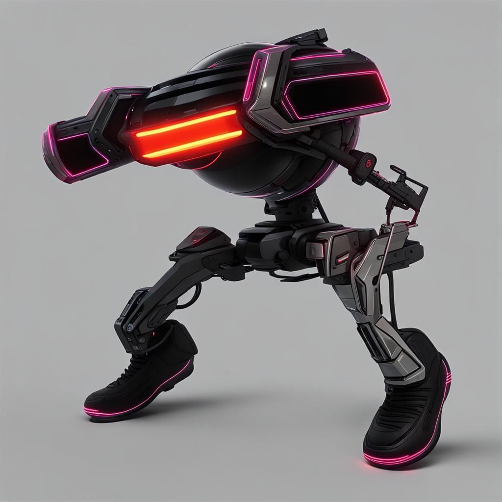 High-Tech Cartoon Ball in Cyberpunk Style