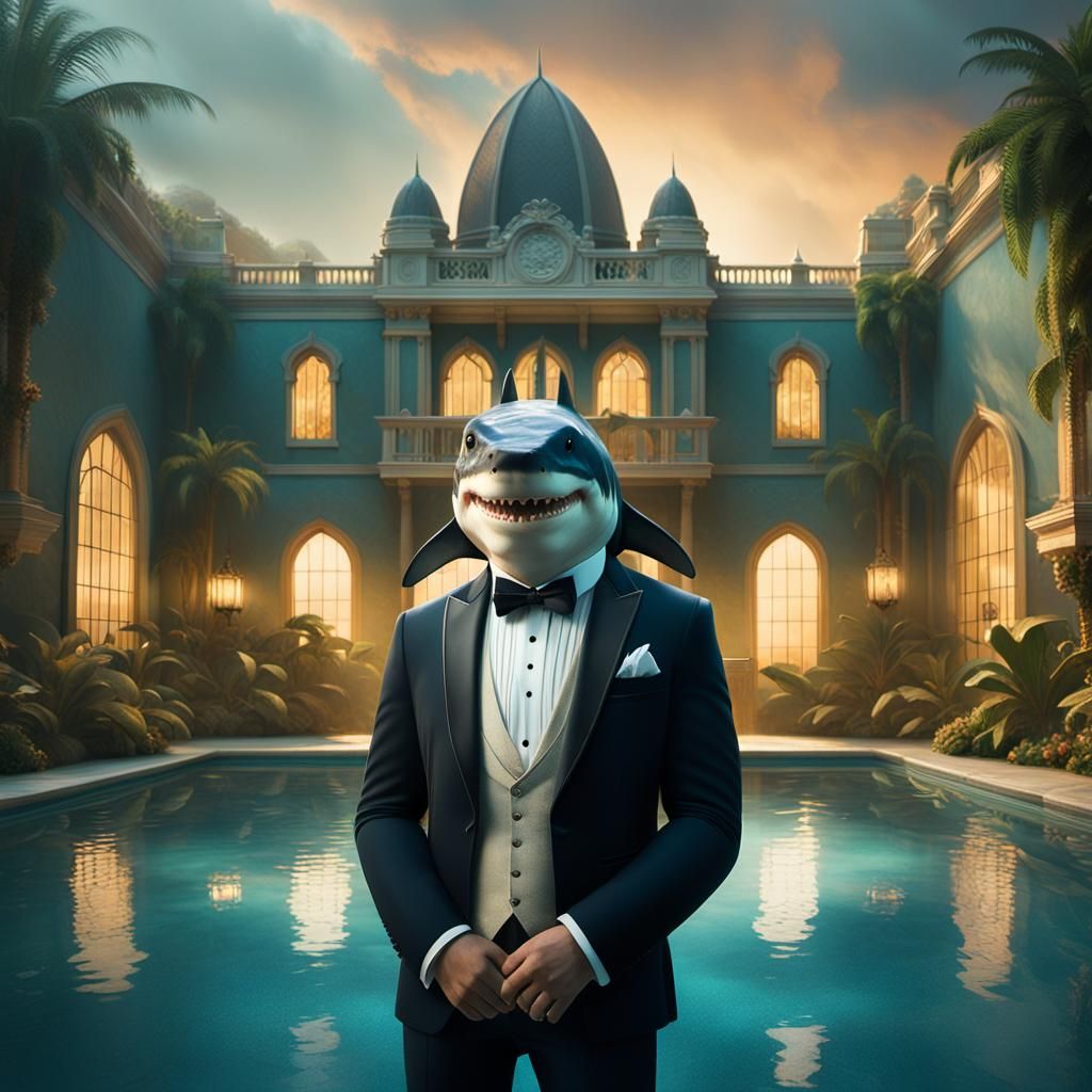 Epic Shark in Tuxedo by Crystal Pool